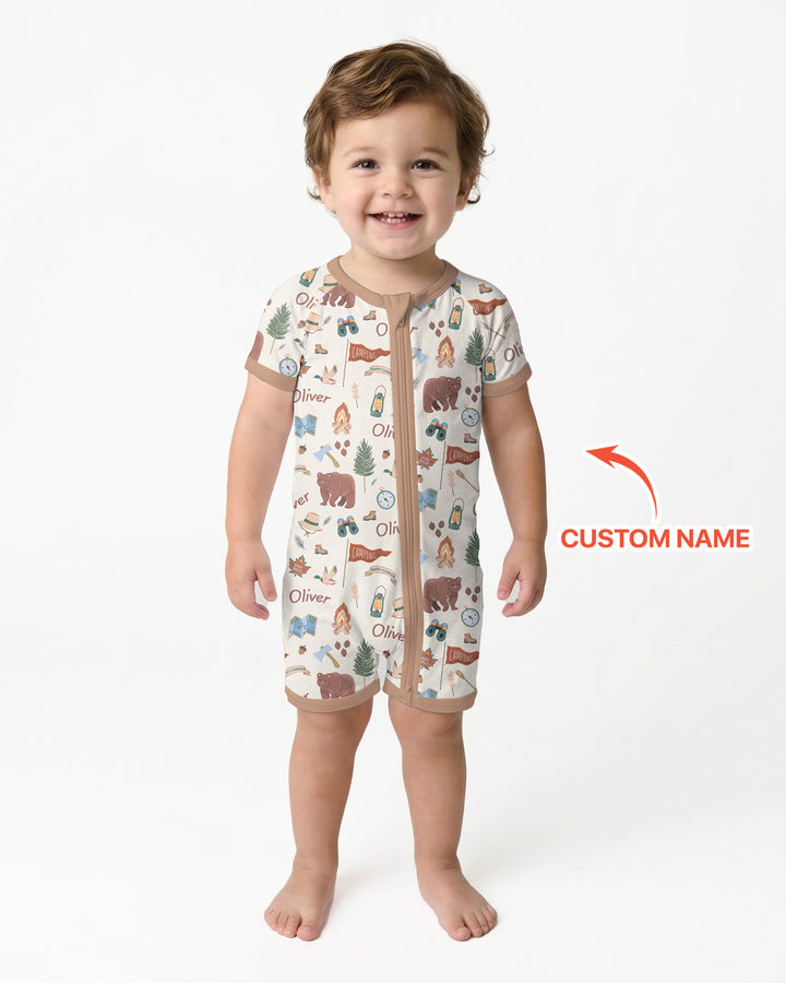 Plantilla PERSONALIZADA de Bambú Pijama Corto con Cremallera