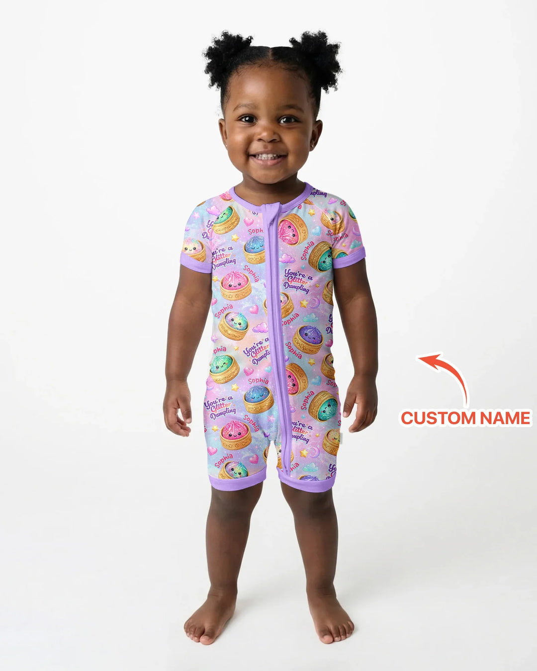 Custom Name You're A Glitter Dumpling Bamboo Shorty Zippy