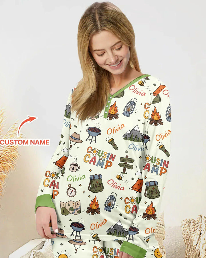 Plantilla de conjunto de pijama de mujer de bambú