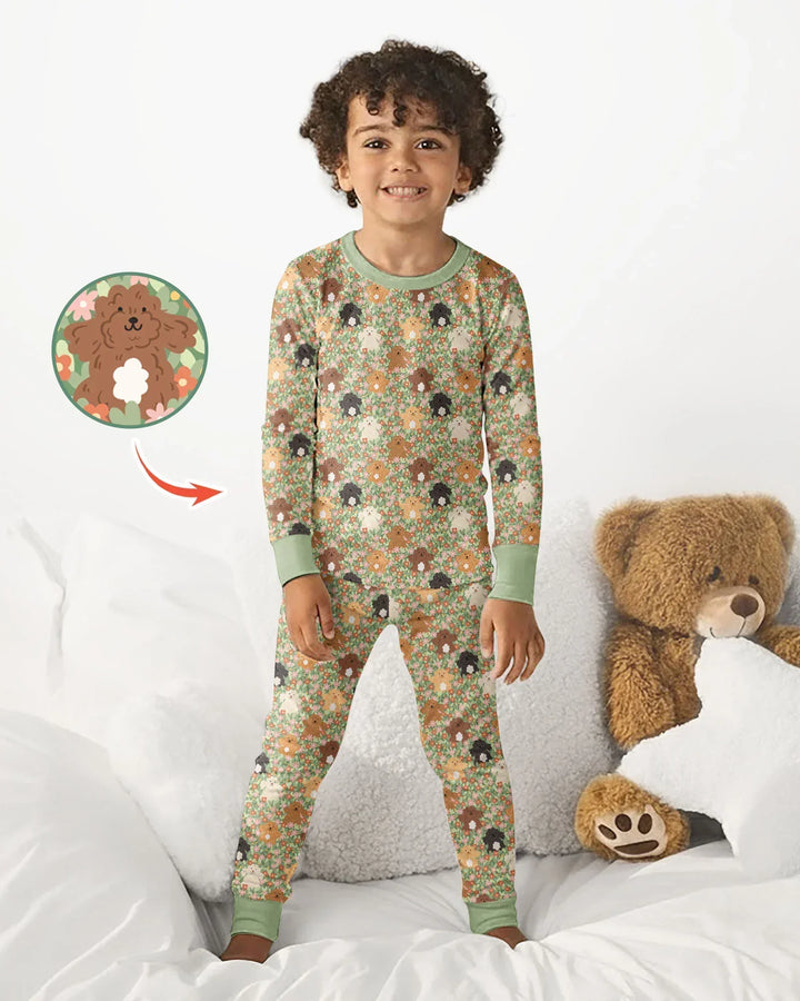 Puppy Garden Family MatchingBamboo Two Piece Long Sleeve Pajama Set