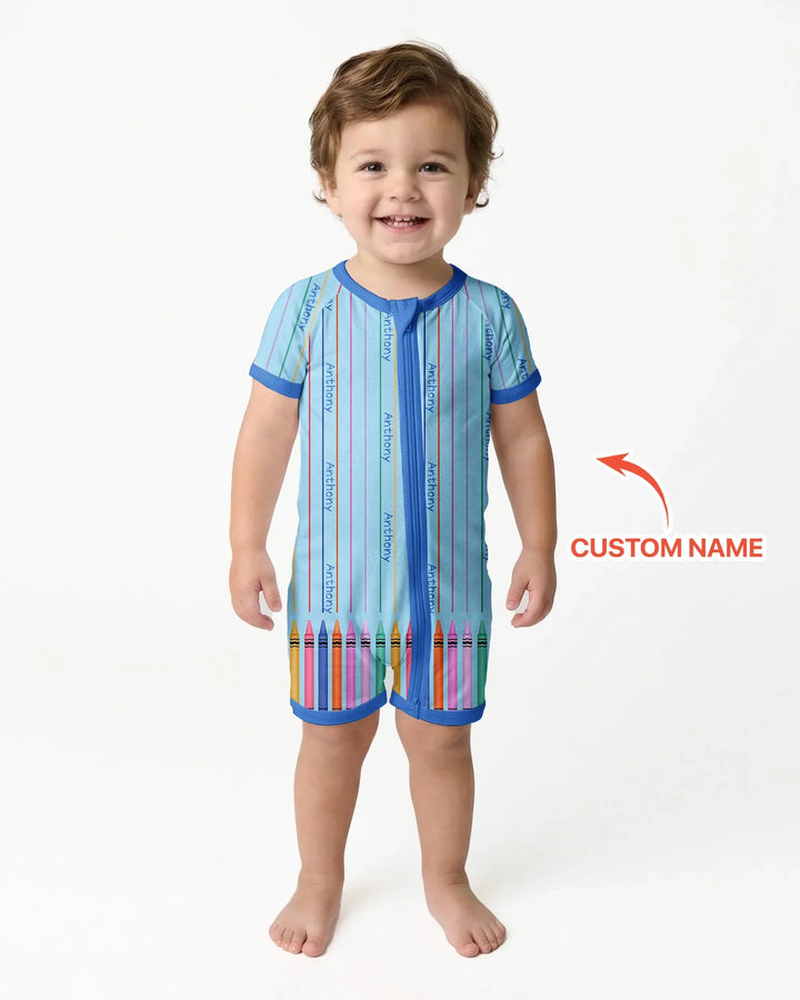 BENUTZERDEFINIERTES Muster Bambus Strampler mit Reißverschluss