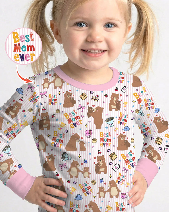 Best Mama Bear Ever Family Matching Bamboo Two Piece Long Sleeve Pajama Set