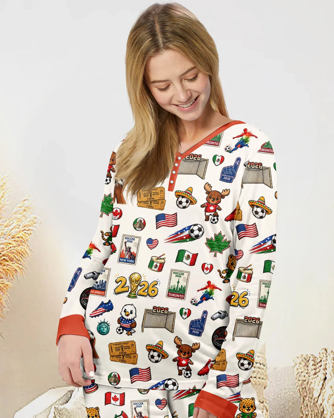 Soccer Cup 2026 Family Matching Bamboo Women Pajama Set