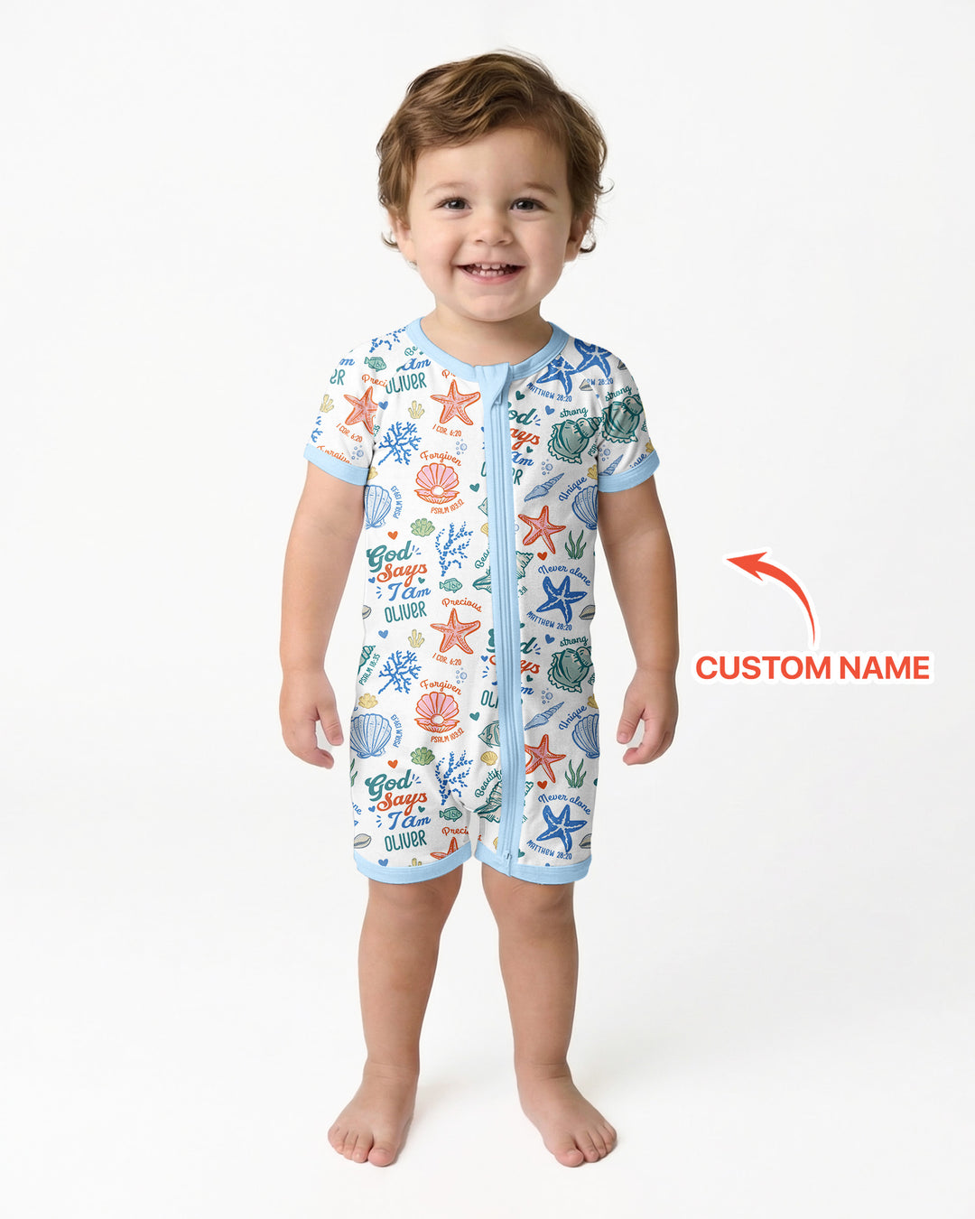 Plantilla PERSONALIZADA de Bambú Pijama Corto con Cremallera