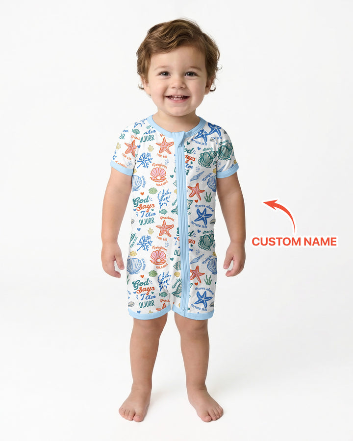 Plantilla PERSONALIZADA de Bambú Pijama Corto con Cremallera