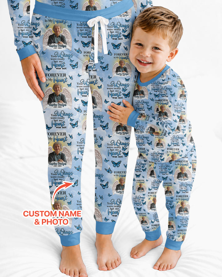 Custom Photo Forever In My Heart Family Matching Bamboo Women Pajama Set
