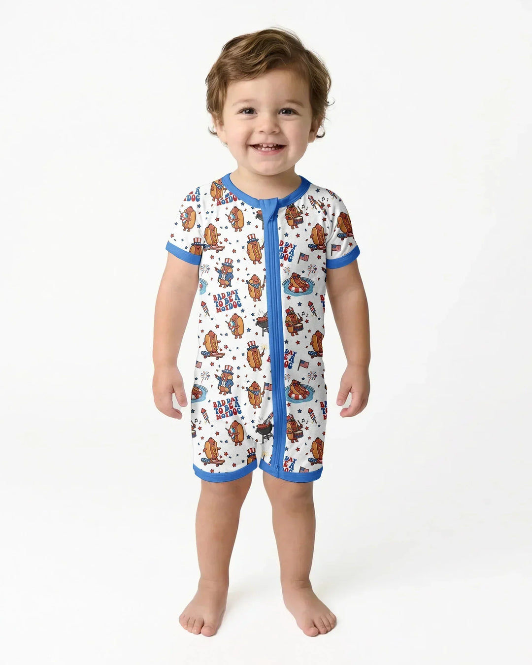Hot Dog Patriotic Bamboo Shorty Zippy