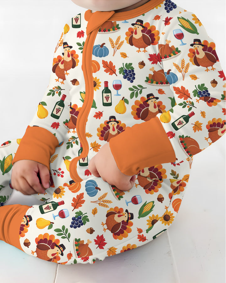 Thanksgiving Turkey Wine Harvest Bamboo Convertible Zippy
