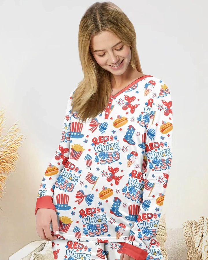 Red White & 250 Bamboo Women Pajama Set