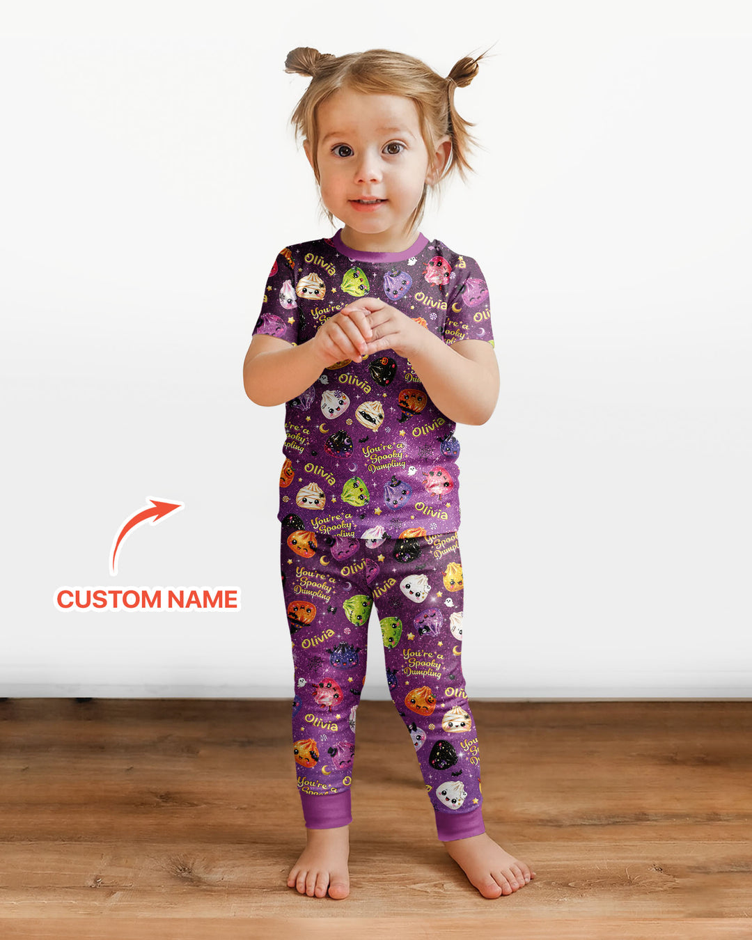 Custom Name You're A Spooky Dumpling Bamboo Two Piece Short Sleeve Pajama Set