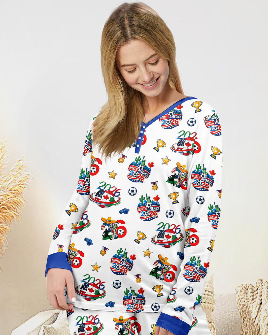 World Soccer North America 2026 Family Matching Bamboo Women Pajama Set