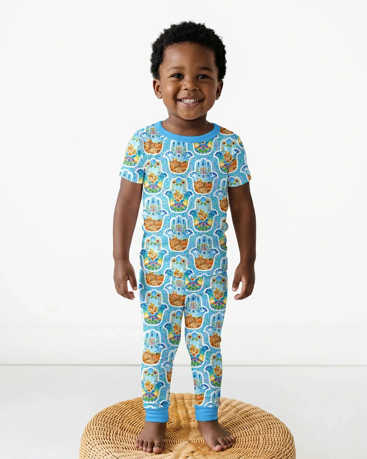 Conjunto de pijama de dos piezas de manga corta de bambú