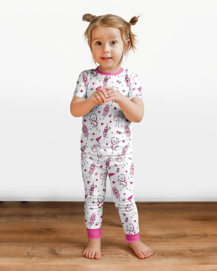 Cute Nurse Crew Bamboo Two Piece Short Sleeve Pajama Set