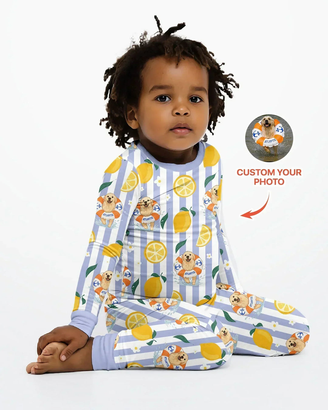 Zweiteiliges Langarm-Pyjama-Set mit Sommerfrüchten