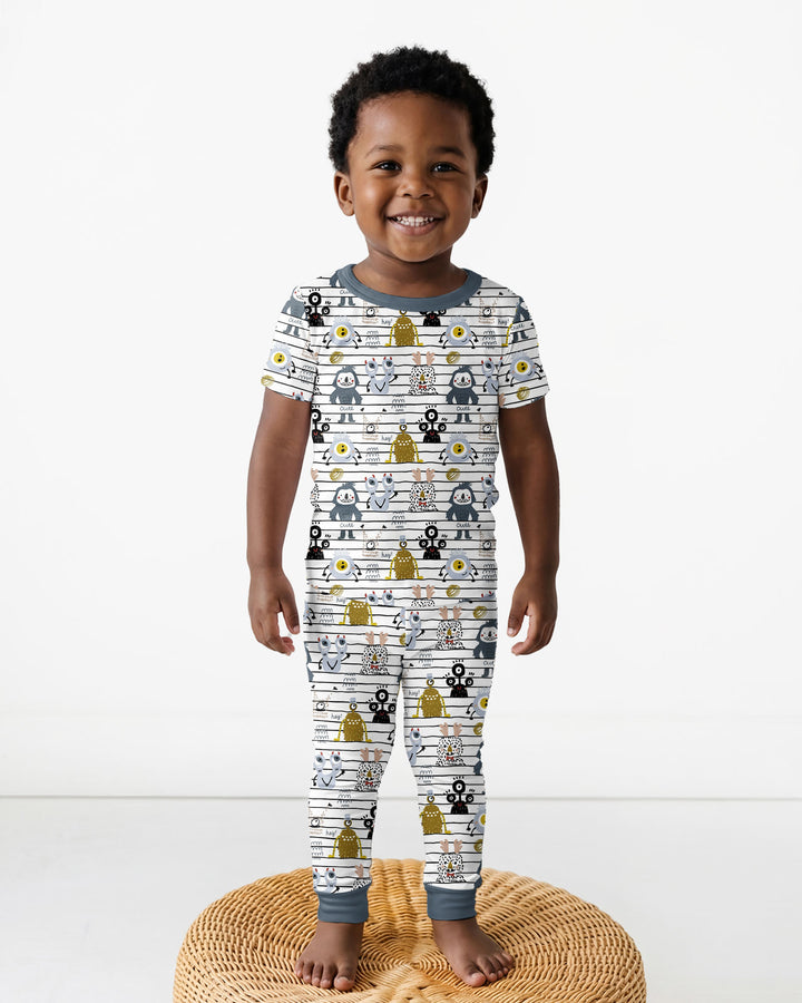 Playful Monster Friends Bamboo Two Piece Short Sleeve Pajama Set