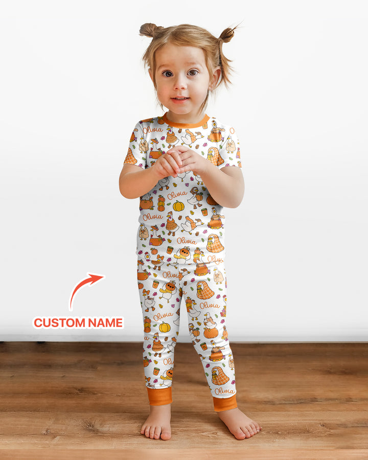 Fall Silly Goose Bamboo Two Piece Short Sleeve Pajama Set