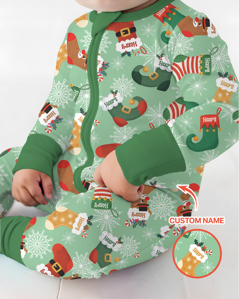 Personalize Christmas Crew Family Matching  Bamboo Convertible Zippy