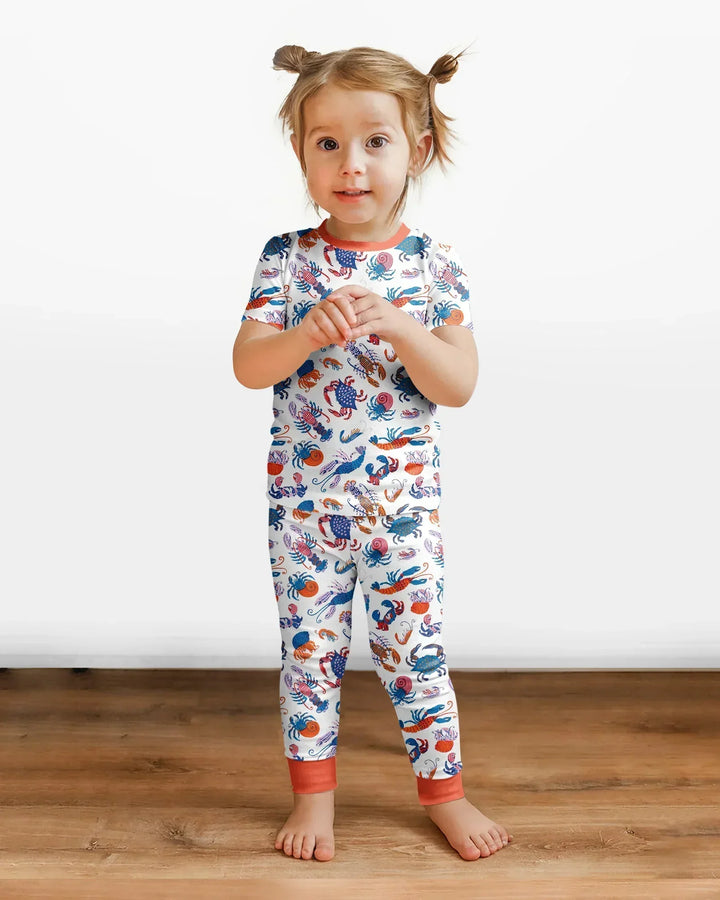 Crustacean Nation Family Matching Bamboo Two Piece Short Sleeve Pajama Set