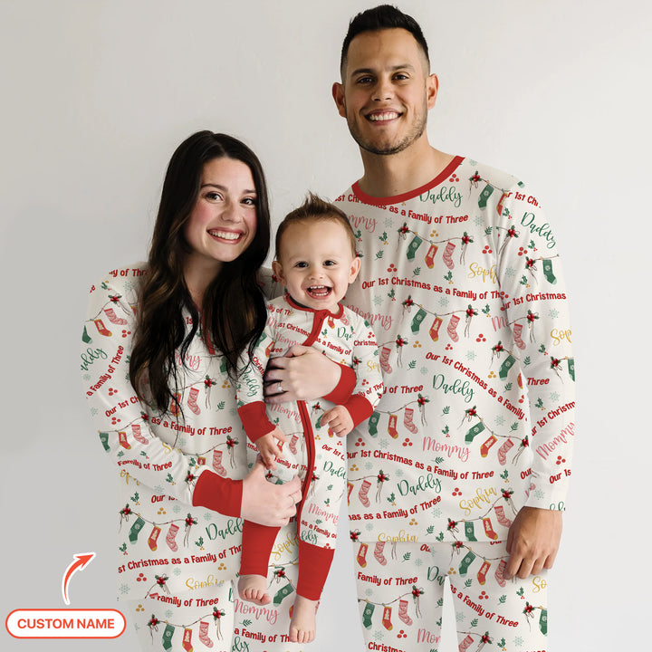 Custom Name Family Christmas Stockings Men's Pajama Set
