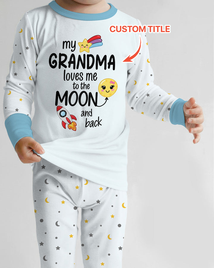 My Grandma Loves Me To The Moon And Back Bamboo Two Piece Long Sleeve Pajama Set