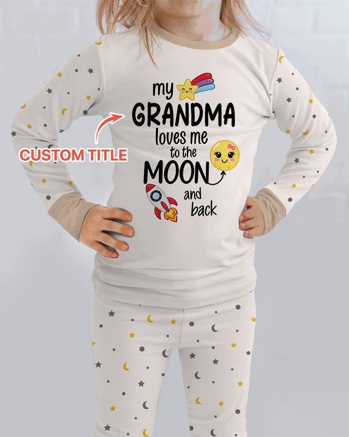 My Grandma Loves Me To The Moon And Back Bamboo Two Piece Long Sleeve Pajama Set