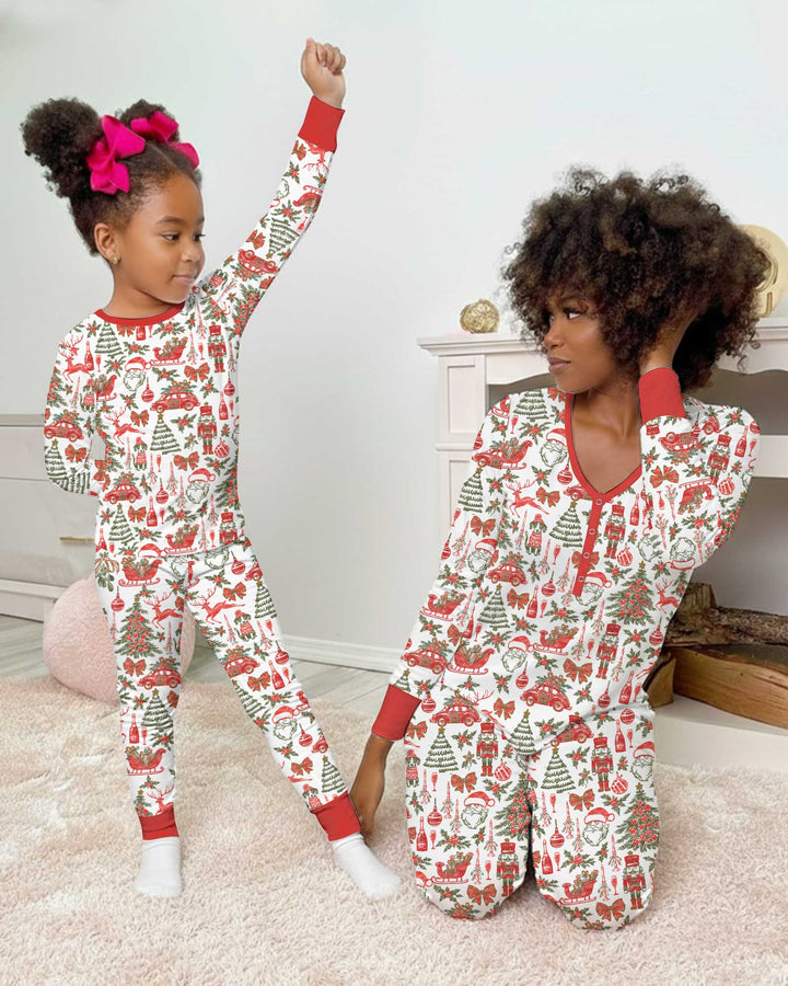 A Very Vintage Christmas Bamboo Two Piece Long Sleeve Pajama Set