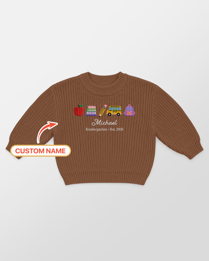Little Apple Embroidered Baby Name Bamboo Knit Sweater Bubble