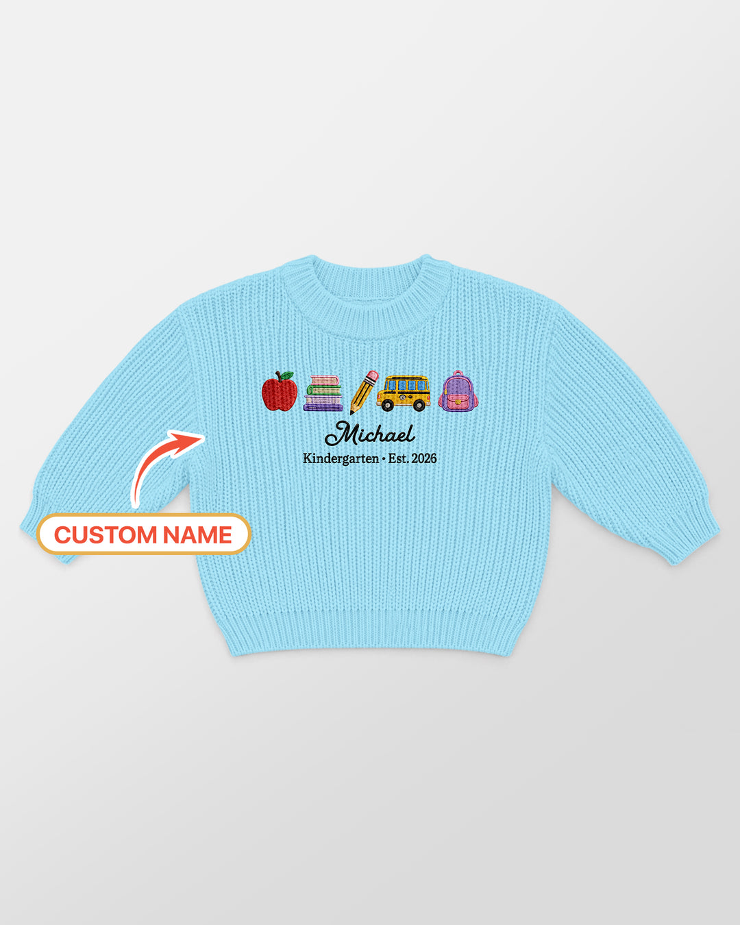Little Apple Embroidered Baby Name Bamboo Knit Sweater Bubble