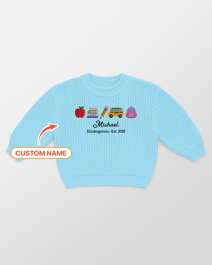 Little Apple Embroidered Baby Name Bamboo Knit Sweater Bubble