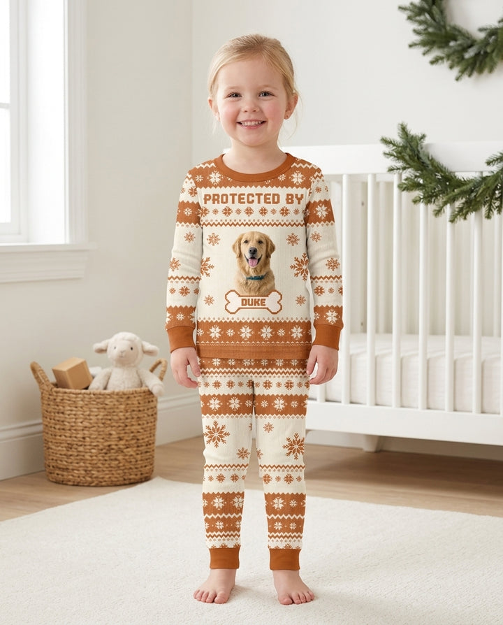 Custom Photo Protected By Pet Bamboo Two Piece Long Sleeve Pajama Set