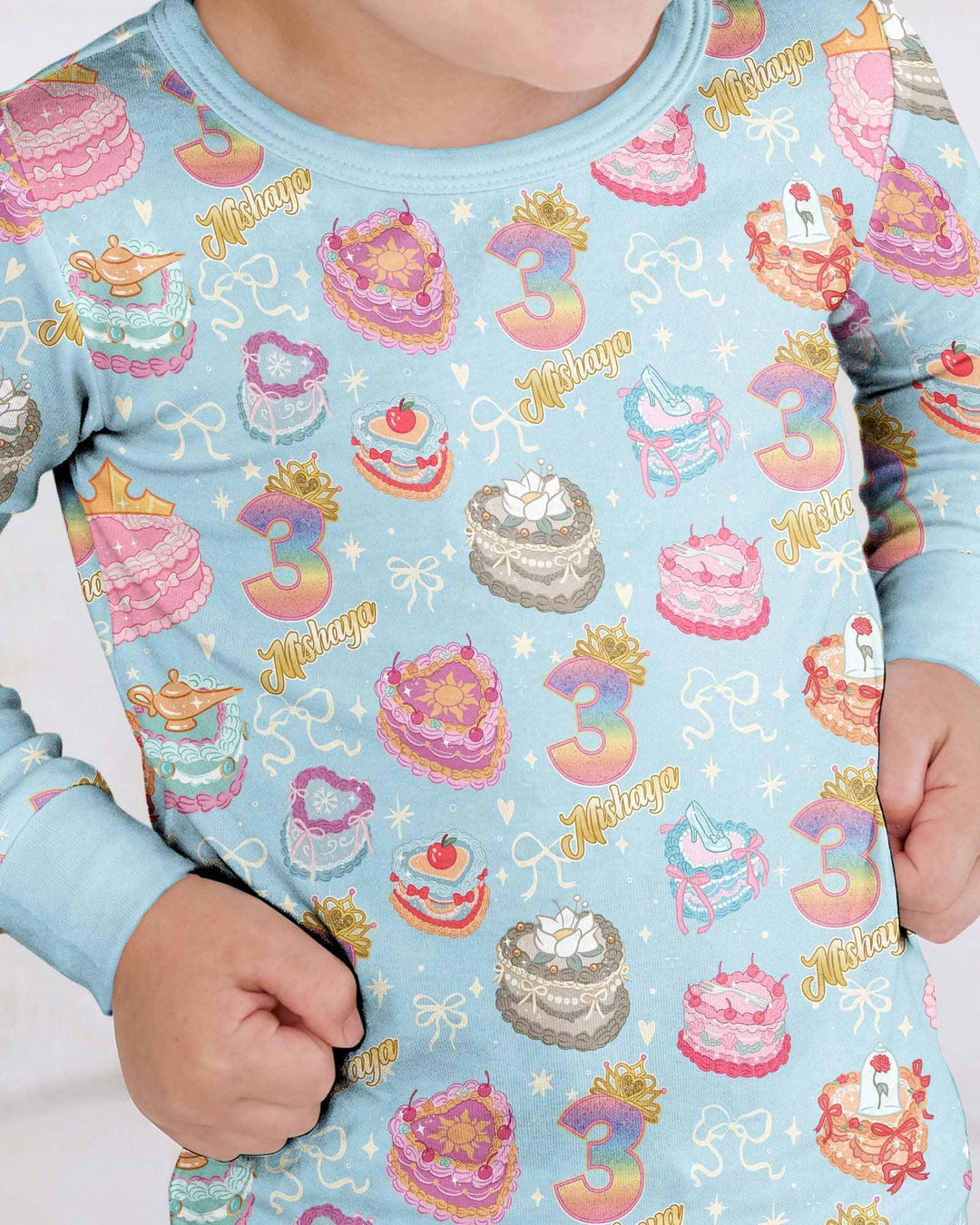 Custom Princess Baby Birthday Bamboo Two Piece Long Sleeve Pajama Set
