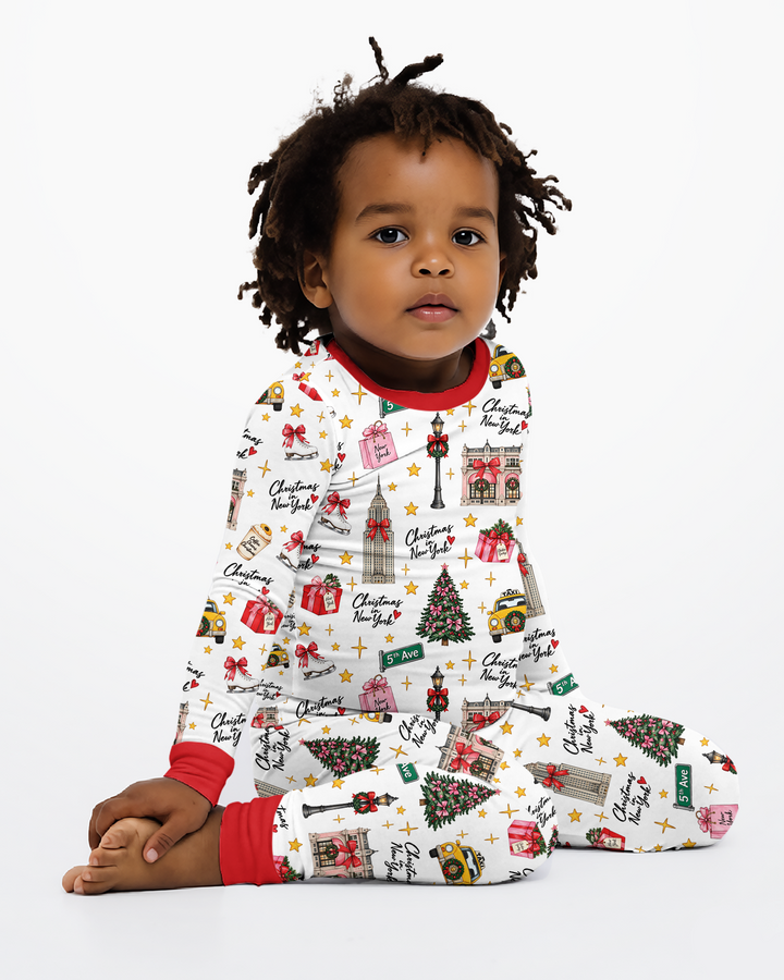 Christmas In NYC Bamboo Two Piece Long Sleeve Pajama Set
