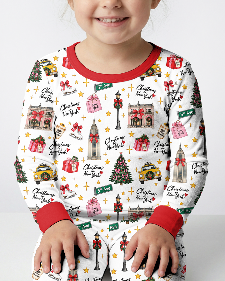 Christmas In NYC Bamboo Two Piece Long Sleeve Pajama Set