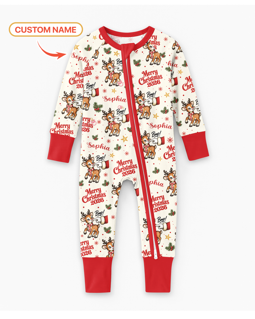 Custom Name Reindeer Santa Boop Bamboo Convertible Zippy