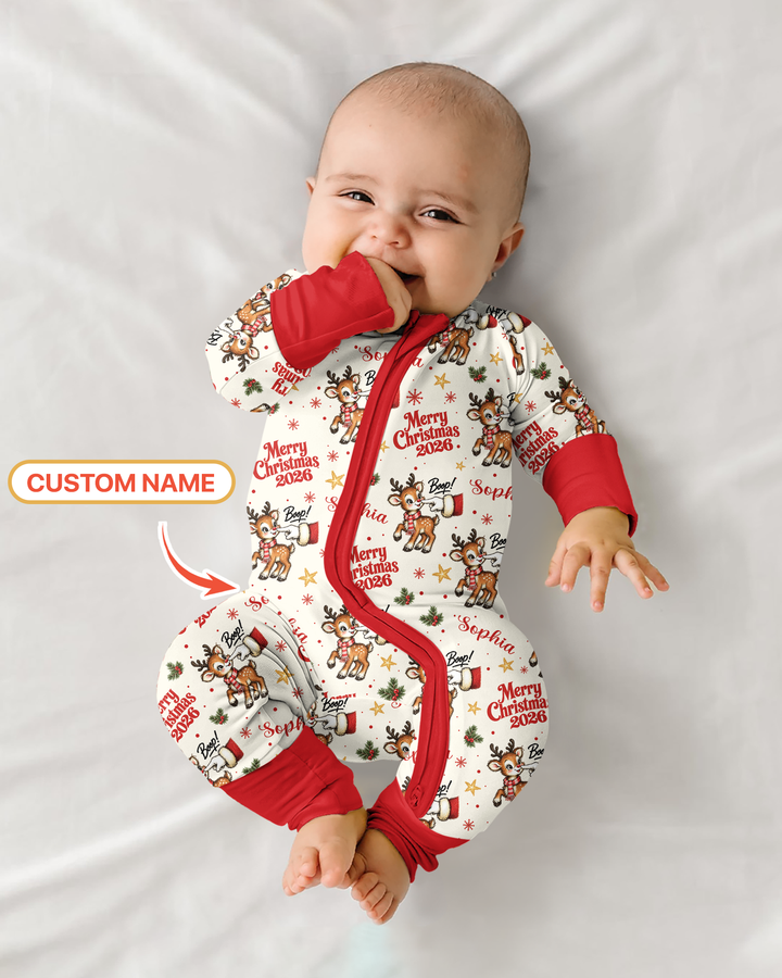 Custom Name Reindeer Santa Boop Bamboo Convertible Zippy