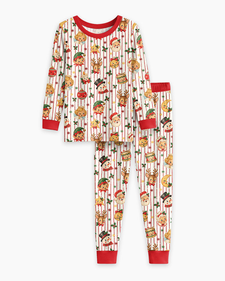 Vintage Christmas Bamboo Two Piece Long Sleeve Pajama Set