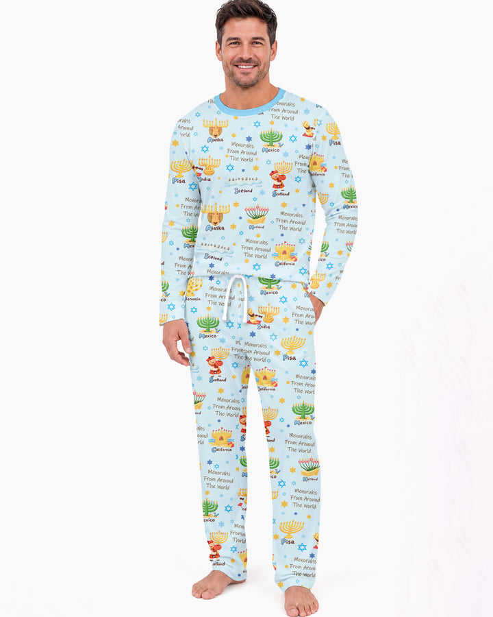 Menorahs From Around The World Bamboo Men's Pajama Set