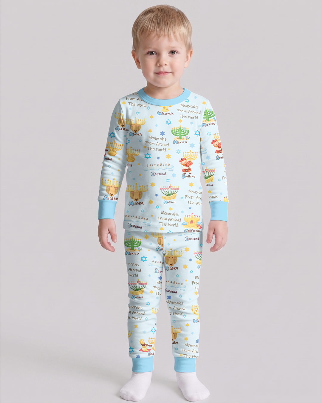 Menorahs From Around The World Bamboo Two Piece Long Sleeve Pajama Set