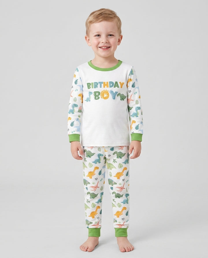 Personalized Dinosaur Birthday Bamboo Two Piece Long Sleeve Pajama Set