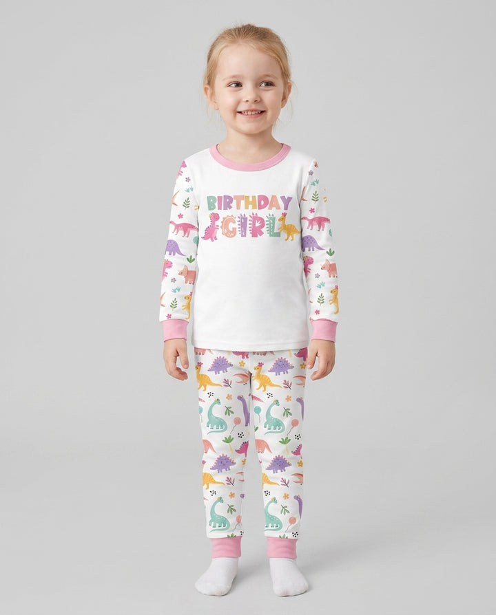 Personalized Dinosaur Birthday Bamboo Two Piece Long Sleeve Pajama Set