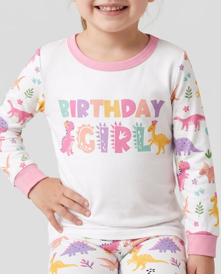 Personalized Dinosaur Birthday Bamboo Two Piece Long Sleeve Pajama Set