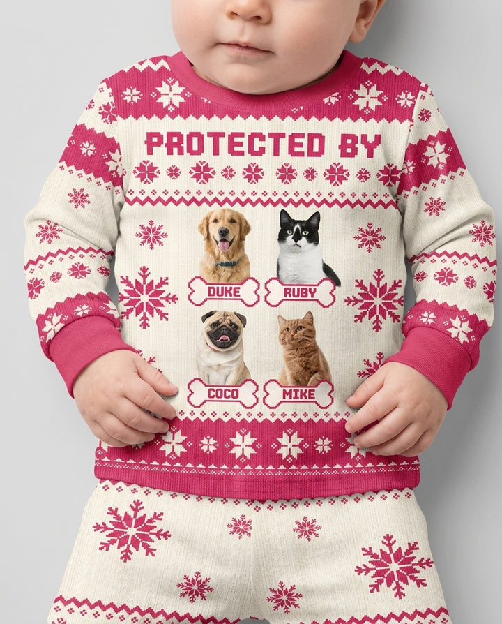 Custom Photo Protected By Pet Bamboo Two Piece Long Sleeve Pajama Set