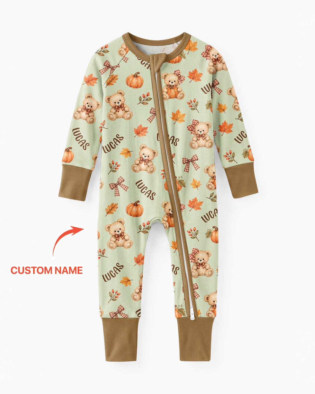 Fall Gingham Bow Teddy Bear Bamboo Convertible Zippy