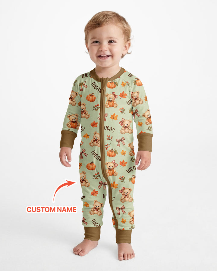 Fall Gingham Bow Teddy Bear Bamboo Convertible Zippy