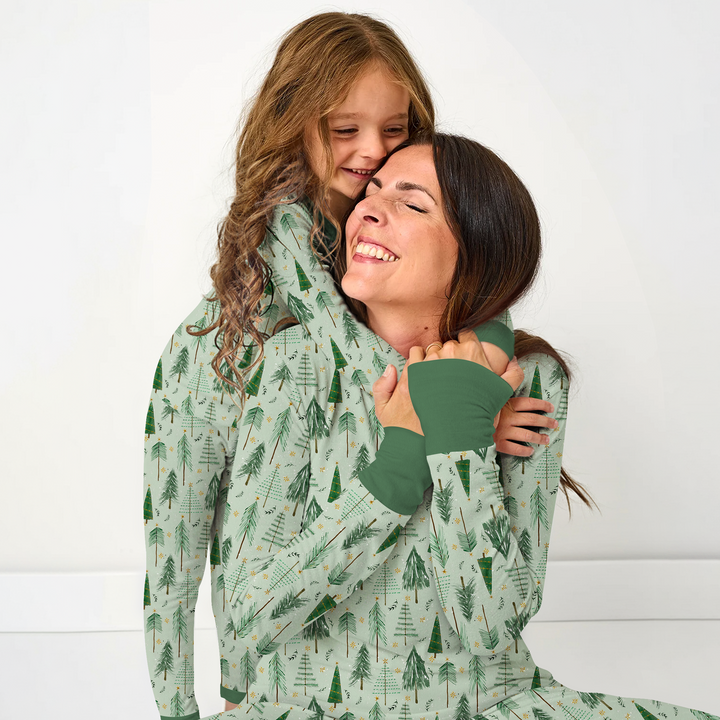 Green Christmas Tree Farm Women Pajama Set