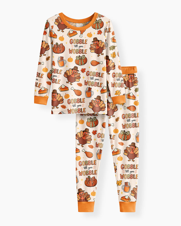 Gobble Gobble Till You Wobble Bamboo Two Piece Long Sleeve Pajama Set