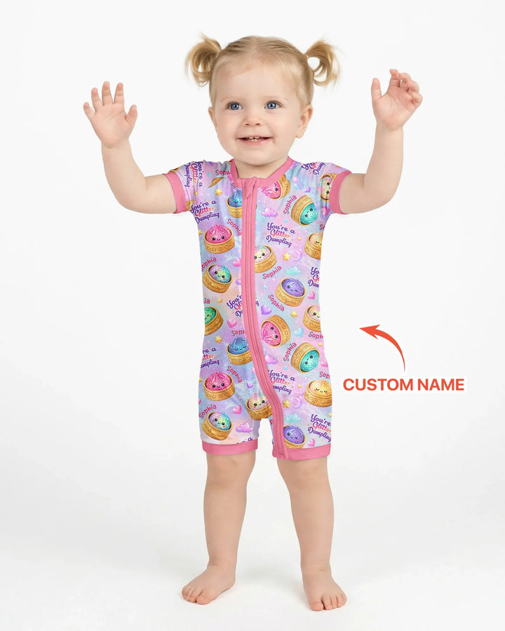 Custom Name You're A Glitter Dumpling Bamboo Shorty Zippy