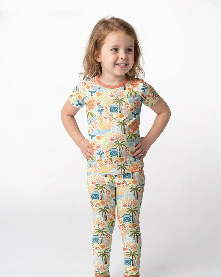Beachy Boho Bamboo Two Piece Short Sleeve Pajama Set