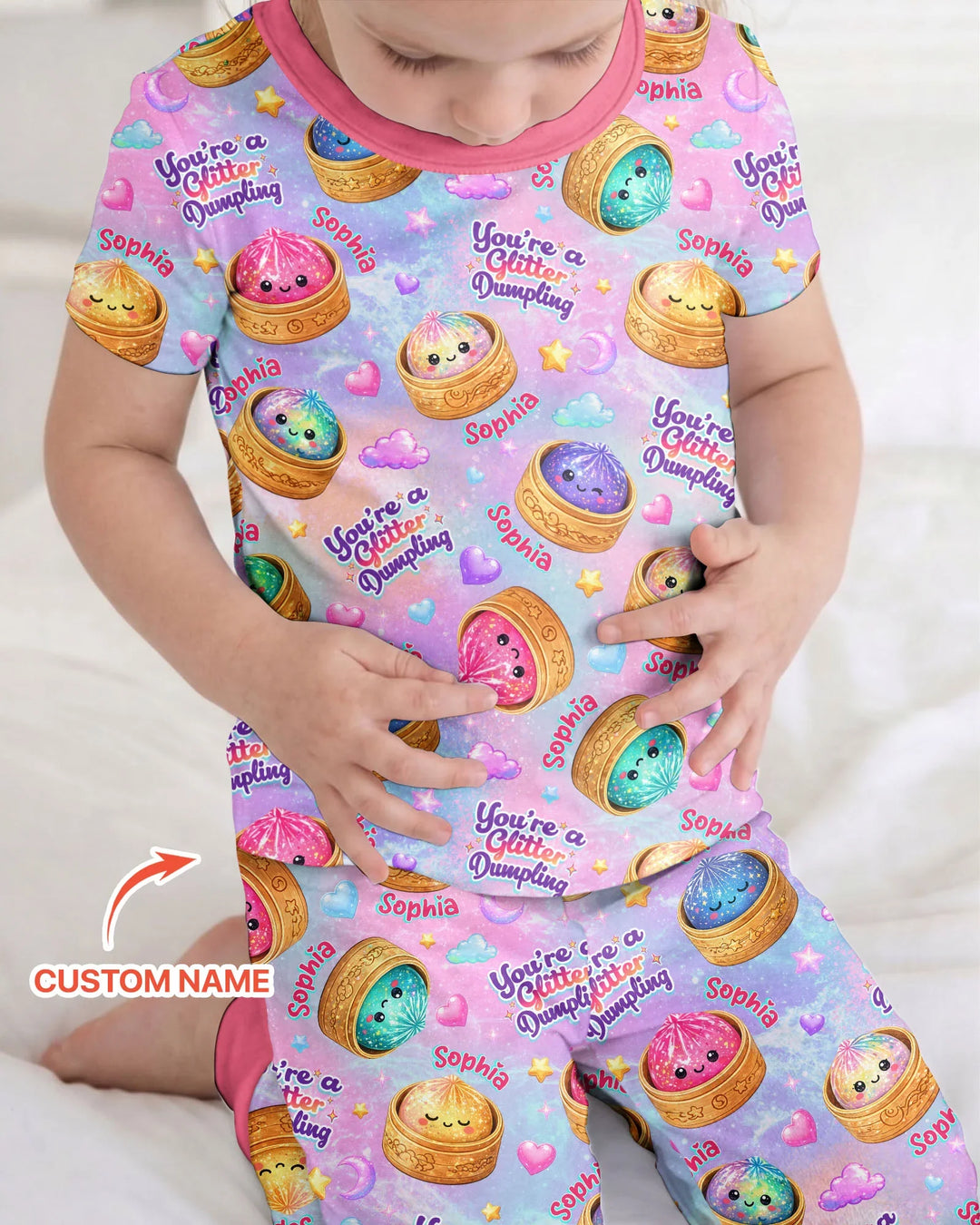 Conjunto de pijama de dos piezas de bambú de manga corta, plantilla personalizada