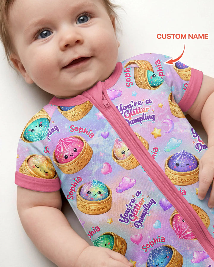 Custom Name You're A Glitter Dumpling Bamboo Shorty Zippy